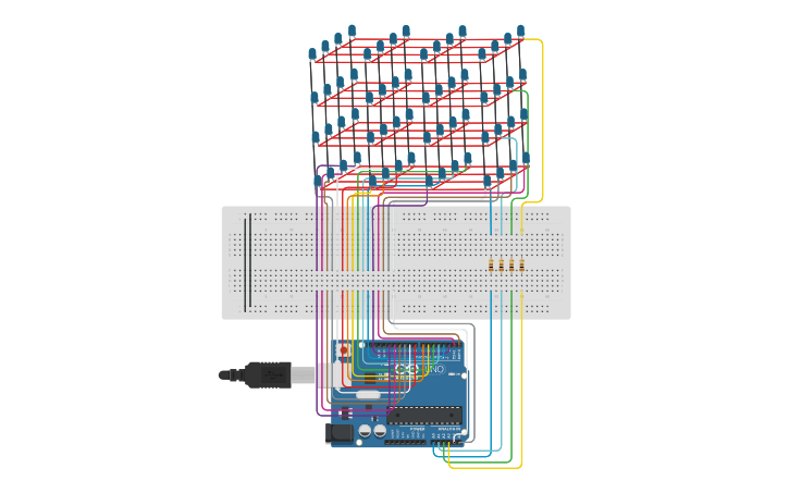 Circuit design Cube 4x4x4 Led - Tinkercad