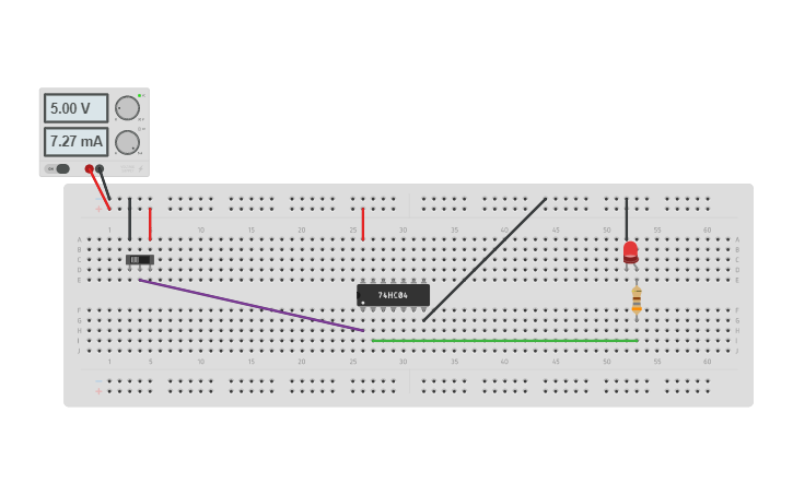 Circuit design NOT gate - Tinkercad