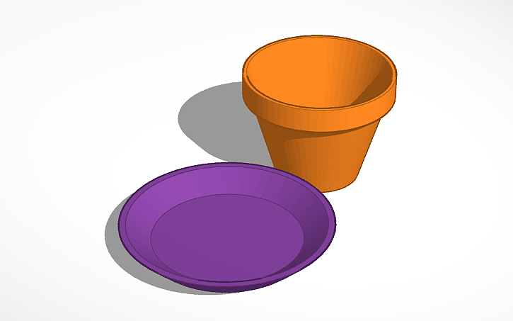 3D design Pot and Water Saucer - Tinkercad