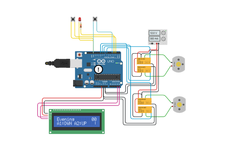 Circuit design Solar Actuator controller - Tinkercad