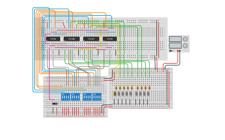 Circuit design Logic Circuit 8-bit Adder/Subtractor - Tinkercad