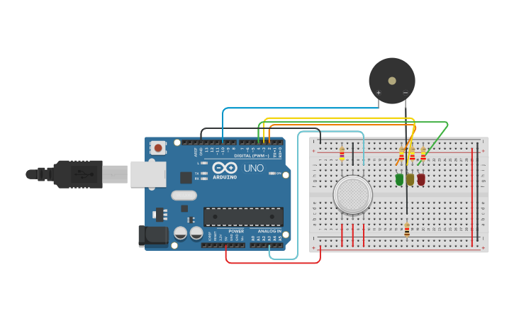 Circuit design Smart Safety System - Tinkercad