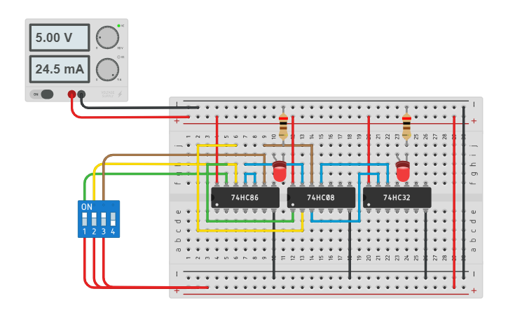 Circuit design Full Adder - Tinkercad