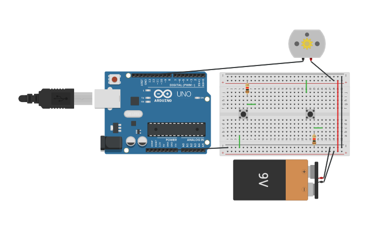 Circuit design circuito pull up y pull down - Tinkercad