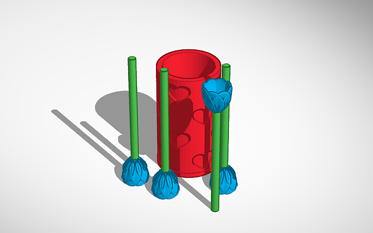 3D design pot and flowers - Tinkercad