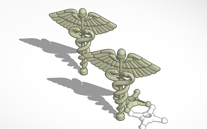 3D design Caduceus 20cm - Tinkercad