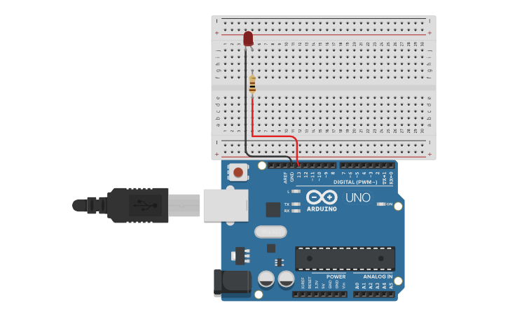 Arduino Tinker Circuit design Arduino et une Led Programmer - Tinkercad