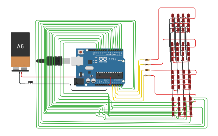 Circuit design Led cube 4x4x4 - Tinkercad