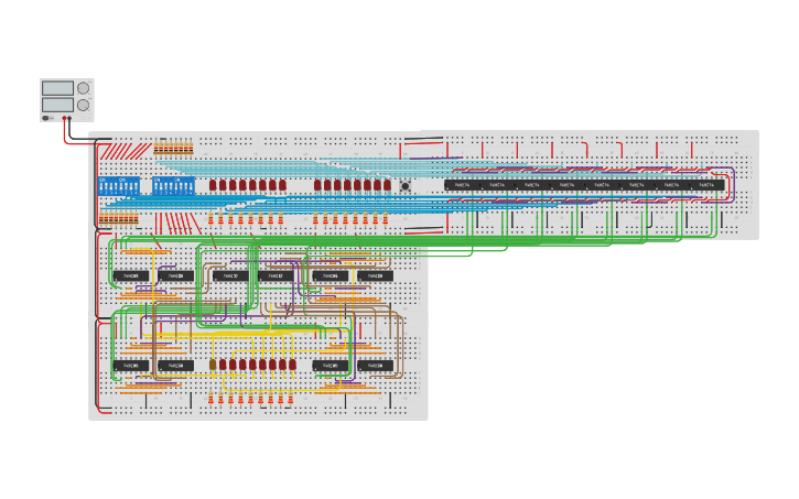 Circuit design 8 bit adder - Tinkercad