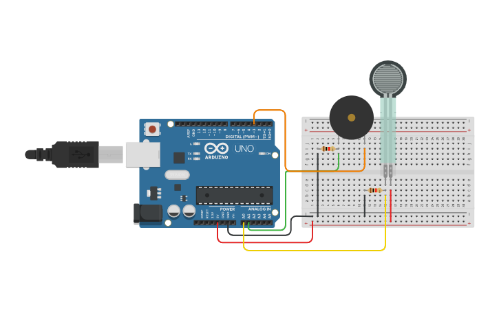 Circuit design Sensor Force With Buzzer - Tinkercad