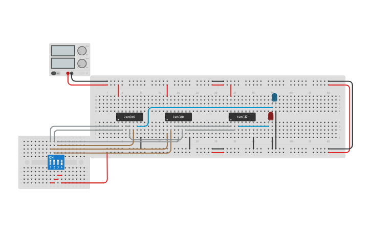 Circuit design Full Adder-Led Output - Tinkercad
