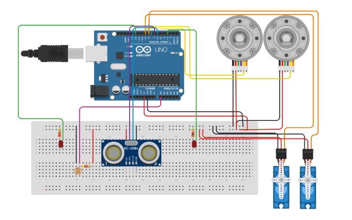 Driving Simulator Using Arduino Circuit design Self Driving Car Control using Arduino - Tinkercad