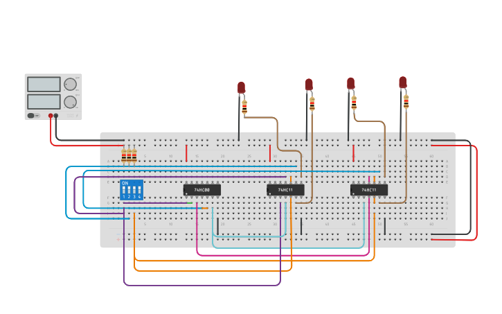 Circuit design 1 x 4 Demux - Tinkercad