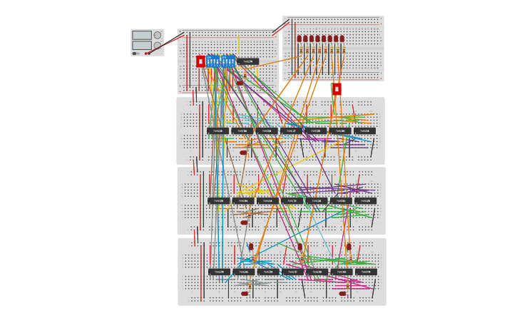 Circuit design Copy of 4X4 MULTIPLIER - Tinkercad