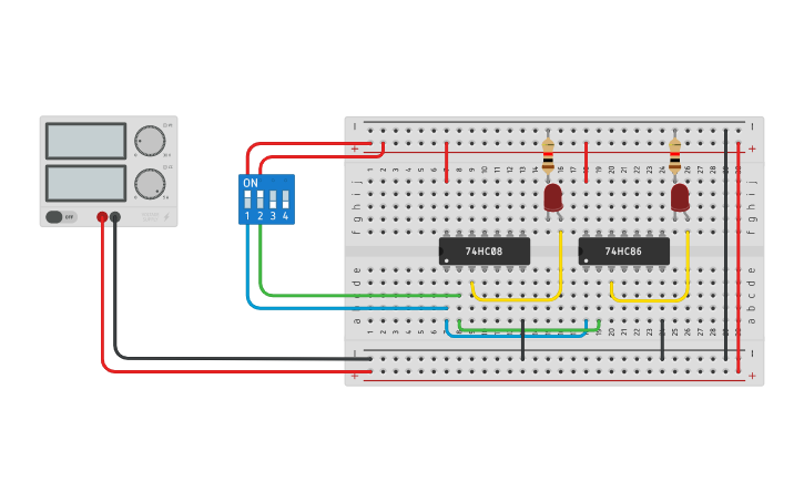 Circuit design Half Adder - Tinkercad