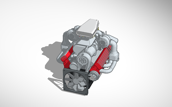 3D design TwinTurbo supercharged dragster engine - Tinkercad
