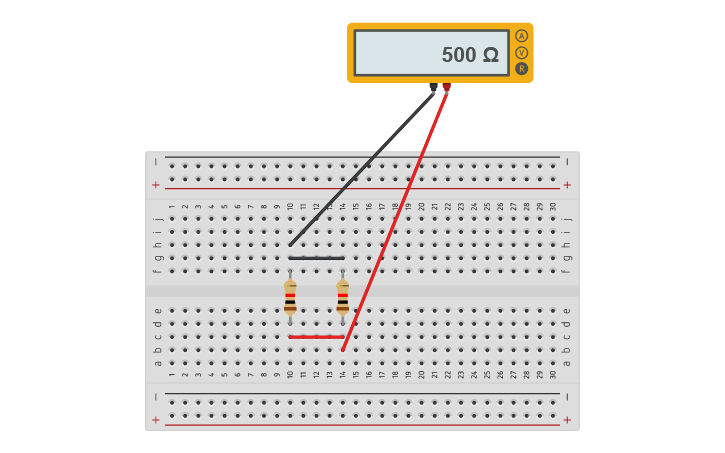 Circuit design TWO RESISTORS IN PARALLEL - Tinkercad