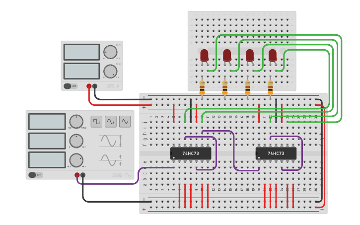 Circuit design Cont. de pulsos - Tinkercad