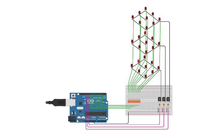 Circuit design Cubo LED 3x3x3 - Tinkercad