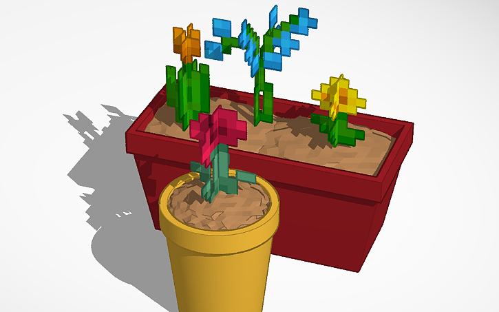 Minecraft Roses 3d 3D design Minecraft Flowers - Tinkercad