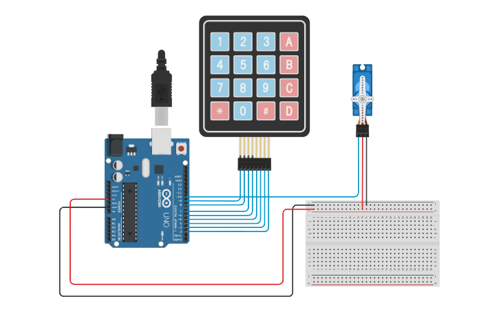 Circuit design Laboratory Experiment 11 Keypad with Servo Motor - Tinkercad
