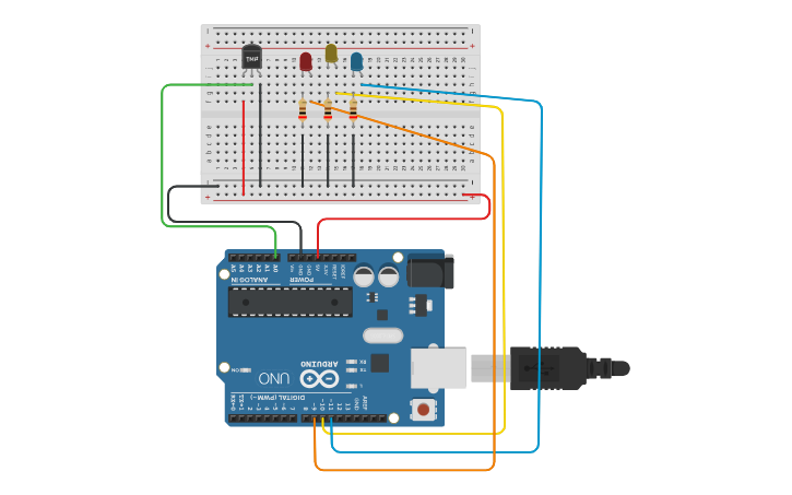 Circuit design Temperature Sensor - Tinkercad