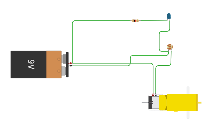 Circuit design 07. Motorreductor y Fotorresistencia - Tinkercad