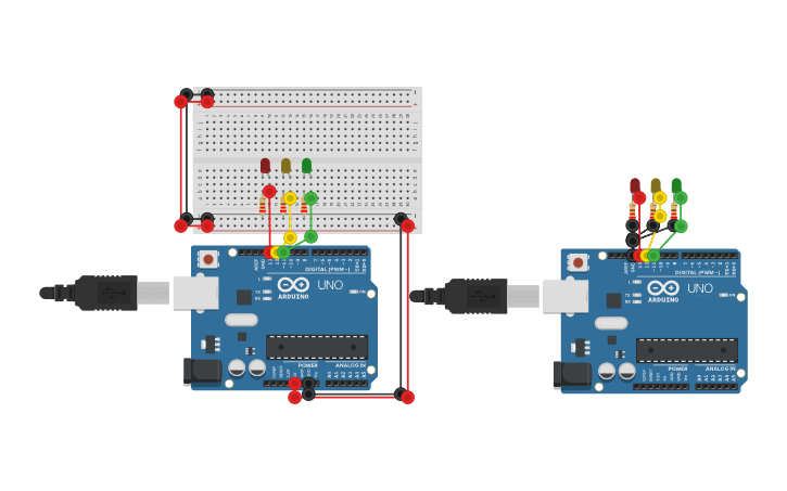 Circuit design MULTIPLE LEDS - Tinkercad