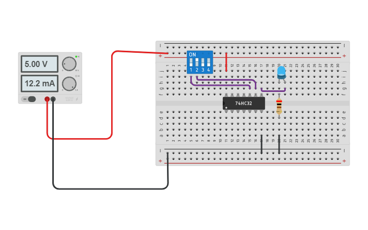 Circuit design IC 7432 (OR Gate) - Tinkercad