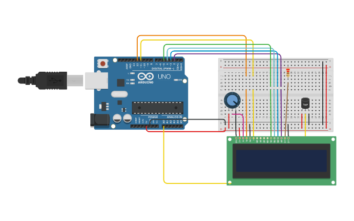 Circuit design simple temperature sensor circuit - Tinkercad