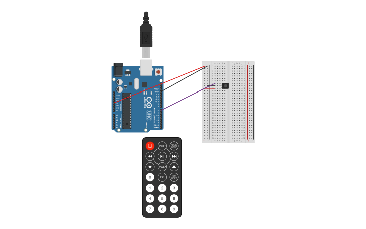 Build Infrared Controller Circuit design Infrared Sensor and Remote Control Arduino - Tinkercad