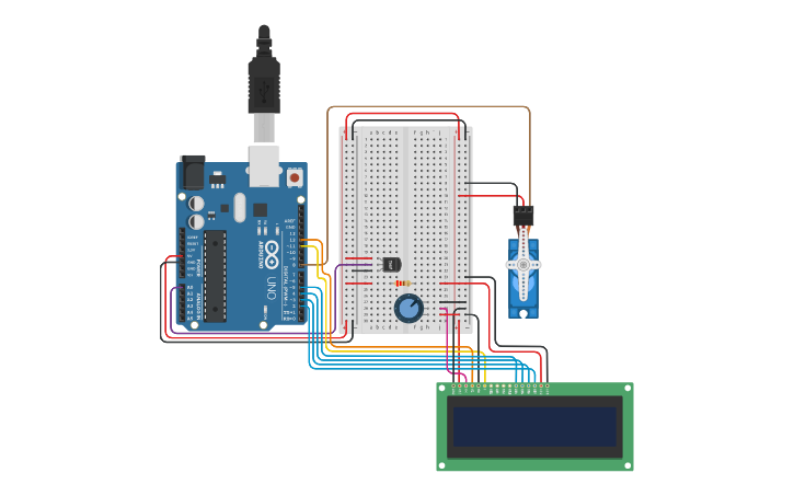 Circuit design PID Servo Position Controller Using Temperature - Tinkercad