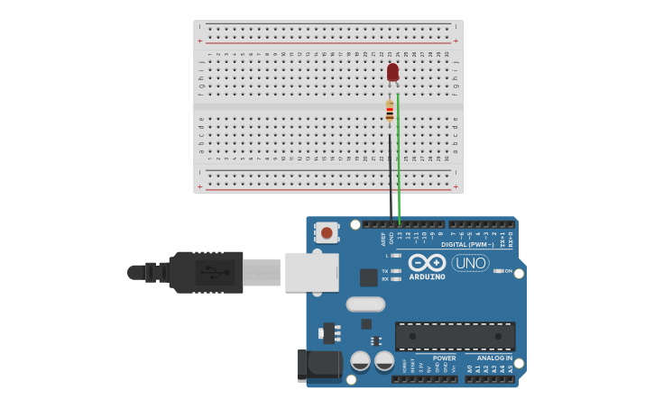 Circuit design SOS Led in Morse Code - Tinkercad