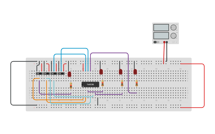 Circuit design Binary to Gray code Converter - Tinkercad