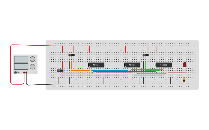 Circuit design using basic gates - Tinkercad