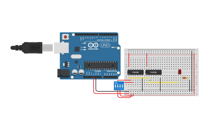 Circuit design NOR (Or) (2IC) - Tinkercad