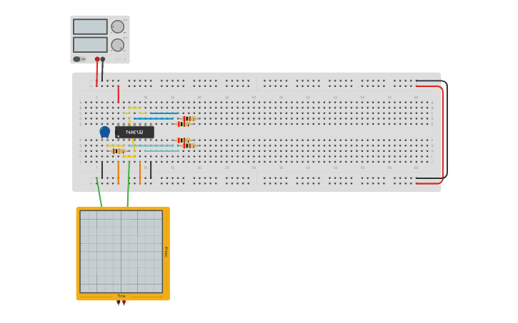 Circuit design 74hc132 oscillator - Tinkercad