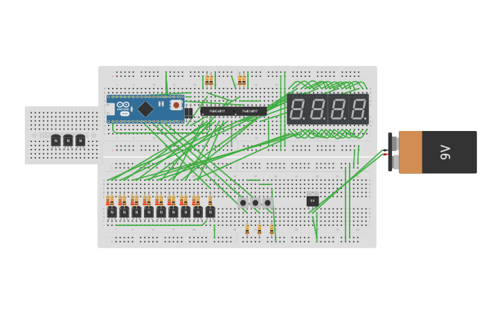 Circuit design 4 Digit 7 Segment Multiplexed Display - Tinkercad