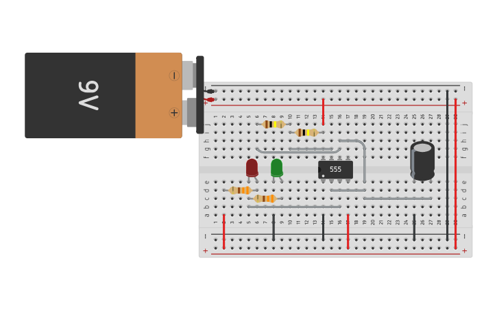 Circuit design 555 Timer LED Flasher (WIP) - Tinkercad