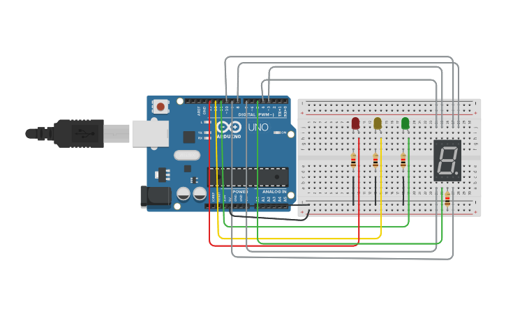 Circuit design 7-seg - Tinkercad