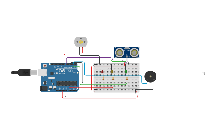 Circuit design Sensor ultra sonico - Tinkercad