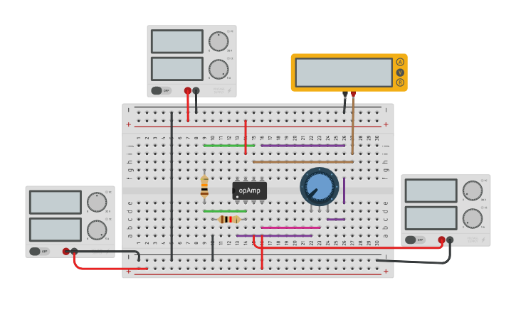 Circuit design Non-Inverting Amplifier Using 741 IC - Tinkercad