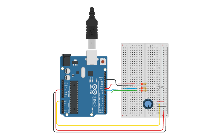 Circuit design projeto com Led RGB - Tinkercad