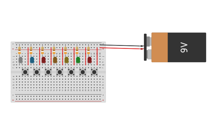 Circuit design Circuito 7 LEDS - Tinkercad