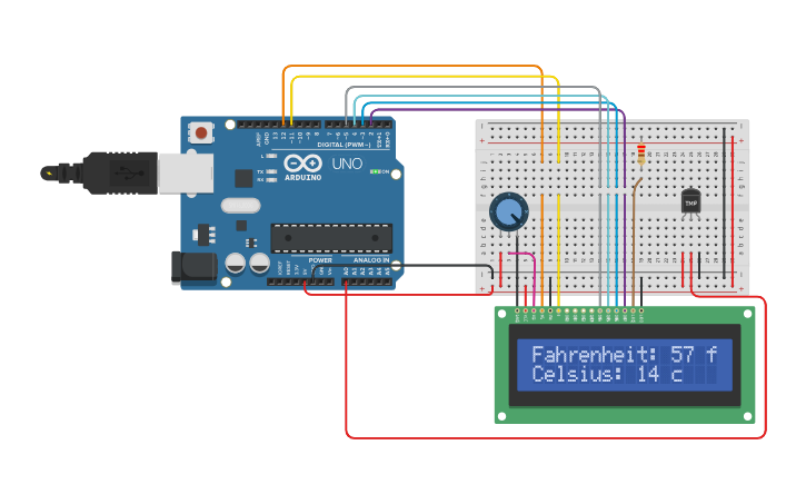 Circuit design Temperature - Tinkercad