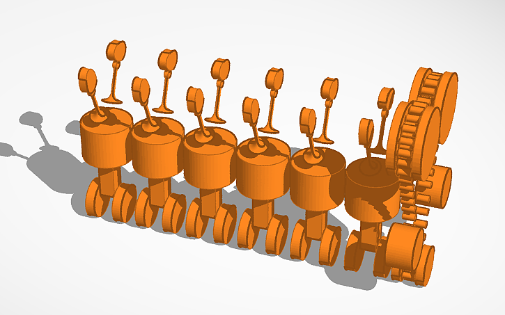 3D design I-6 4stroke w/timing chain - Tinkercad