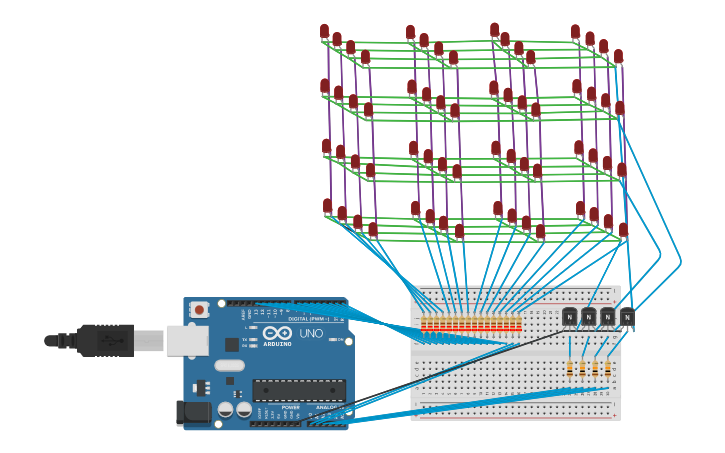 Circuit design Cubo 4x4x4 - Tinkercad