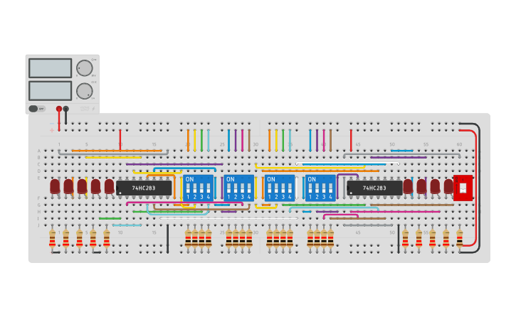 8 Bit Parallel Connection Example Circuit design 8-bit Parallel Adder - Tinkercad