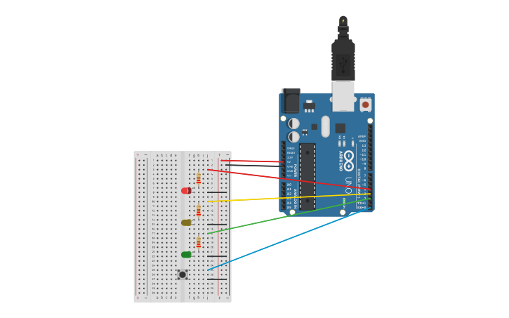 Circuit design Stop light - Tinkercad