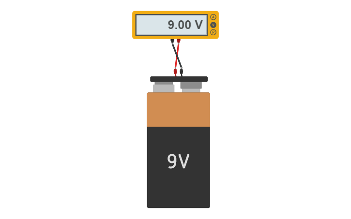 Circuit design multimeter with battery - Tinkercad